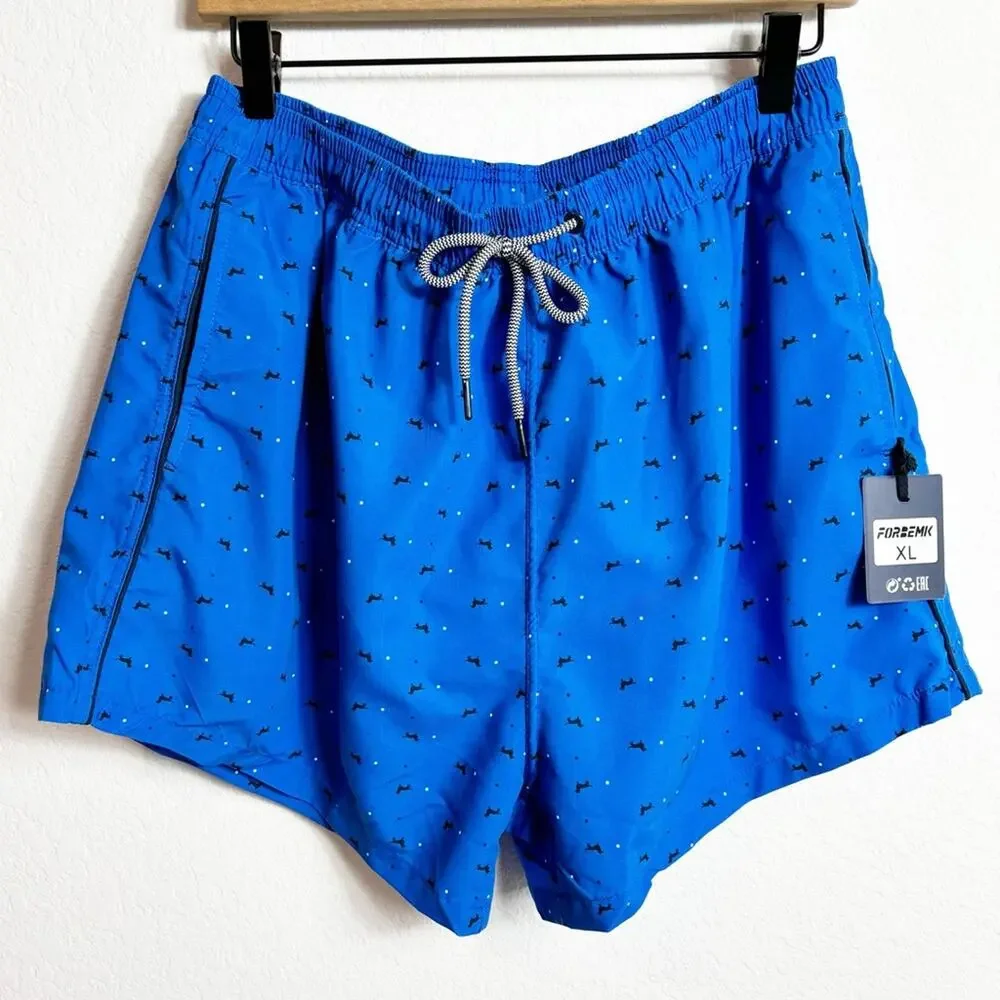 FORBEMK MEN'S SWIM TRUNKS QUICK DRY BEACH SHORTS WITH POCKETS AND MESH LINING XL
